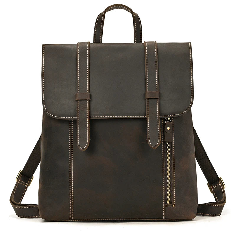 Structured leather rucksack backpack