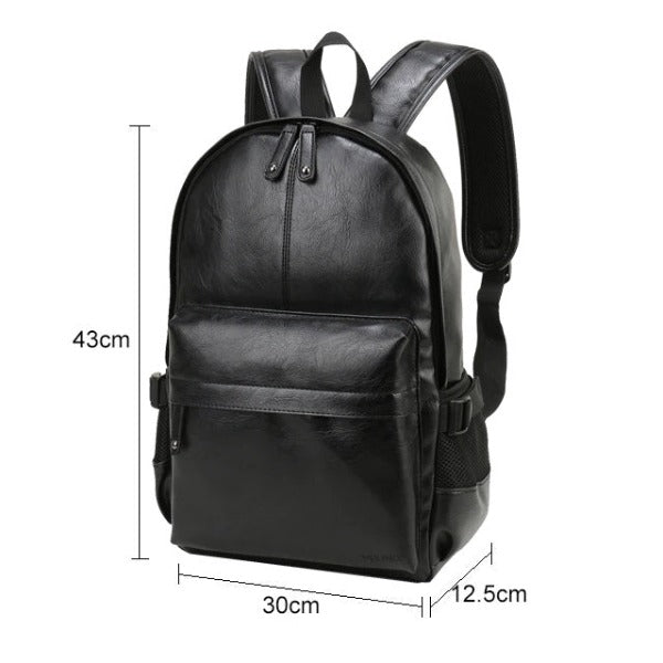 Black leather backpack for men