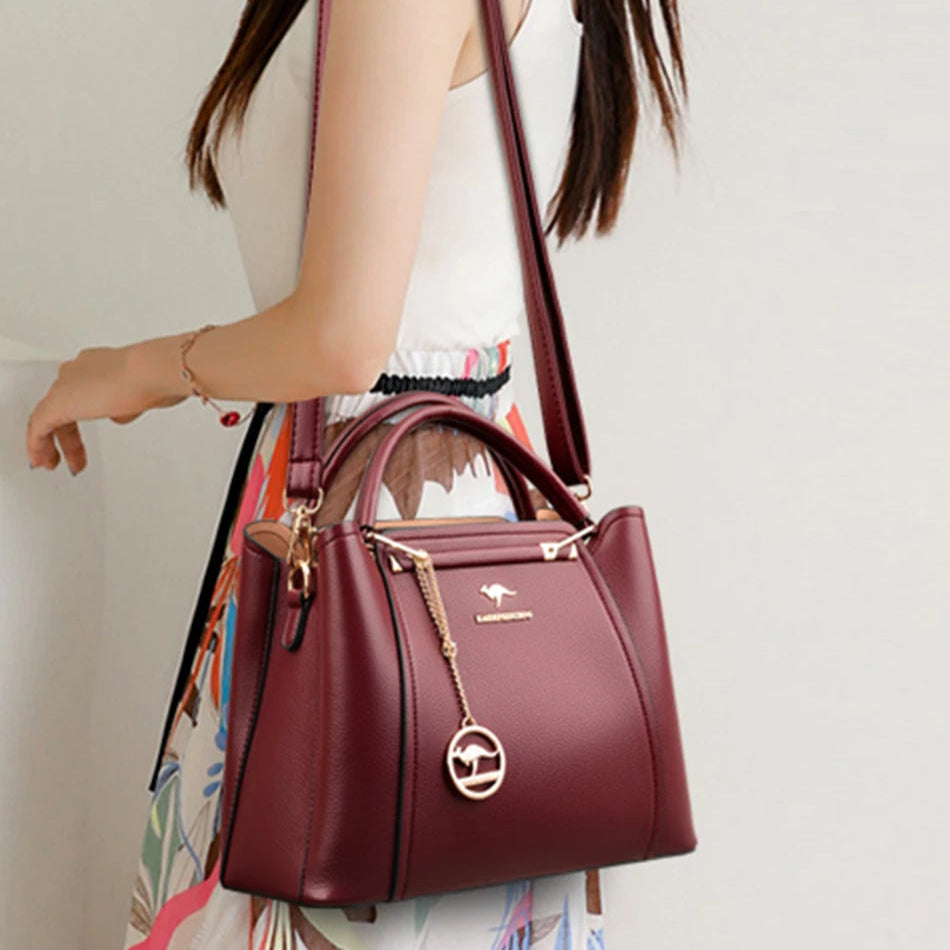 Structured leather shoulder bag