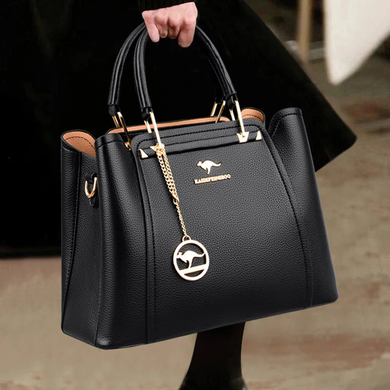 Structured leather shoulder bag