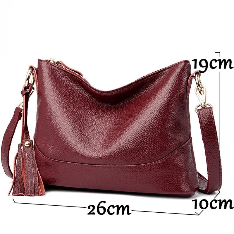 Leather shoulder handbag