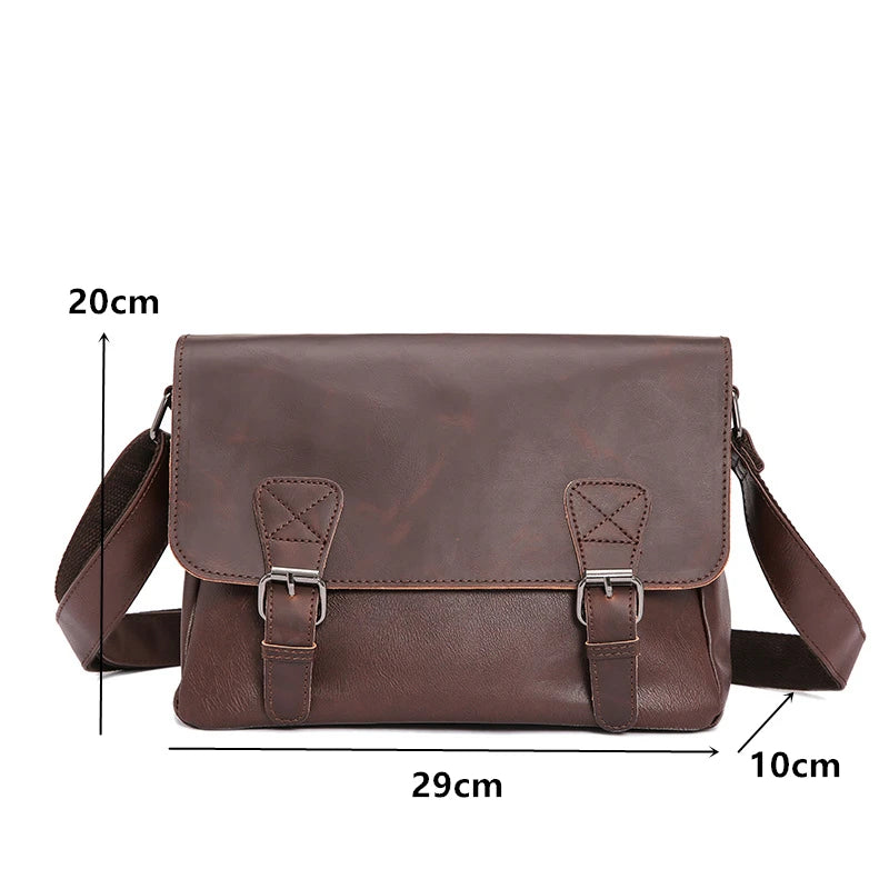 Slim leather messenger satchel