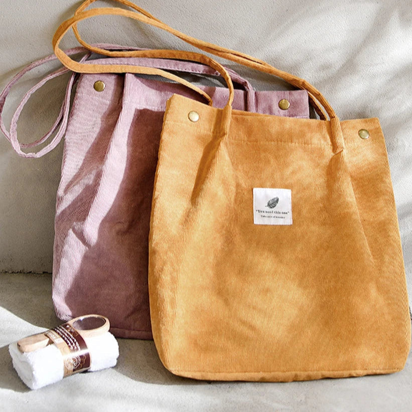 Corduroy tote bag for daily use