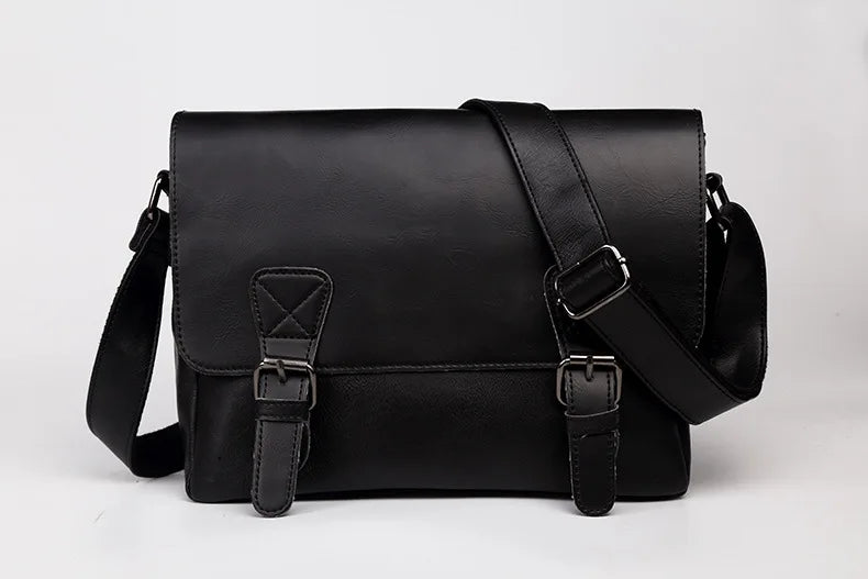 Slim leather messenger satchel