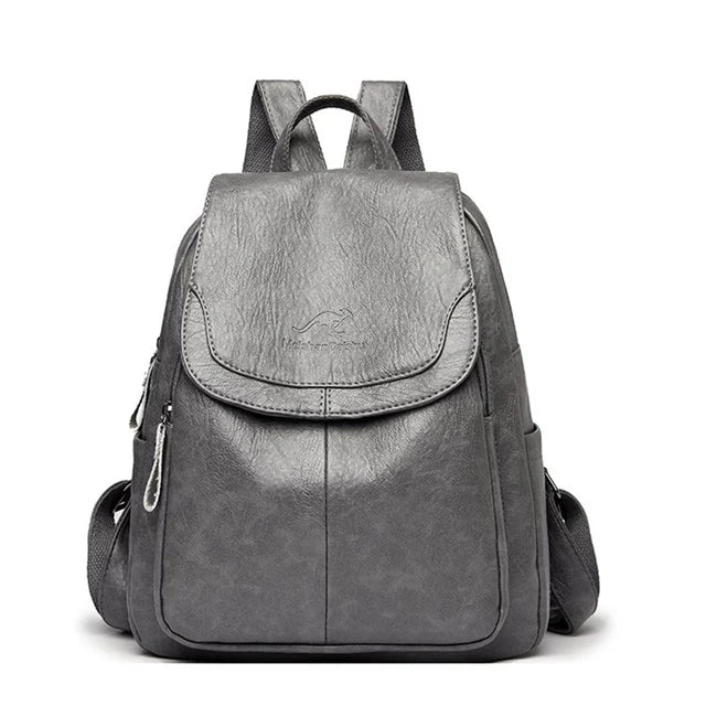 Casual leather knapsack