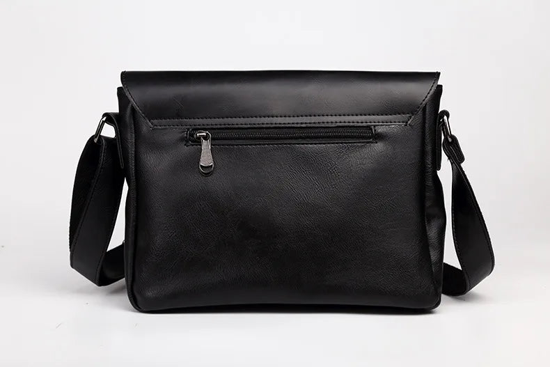 Slim leather messenger satchel