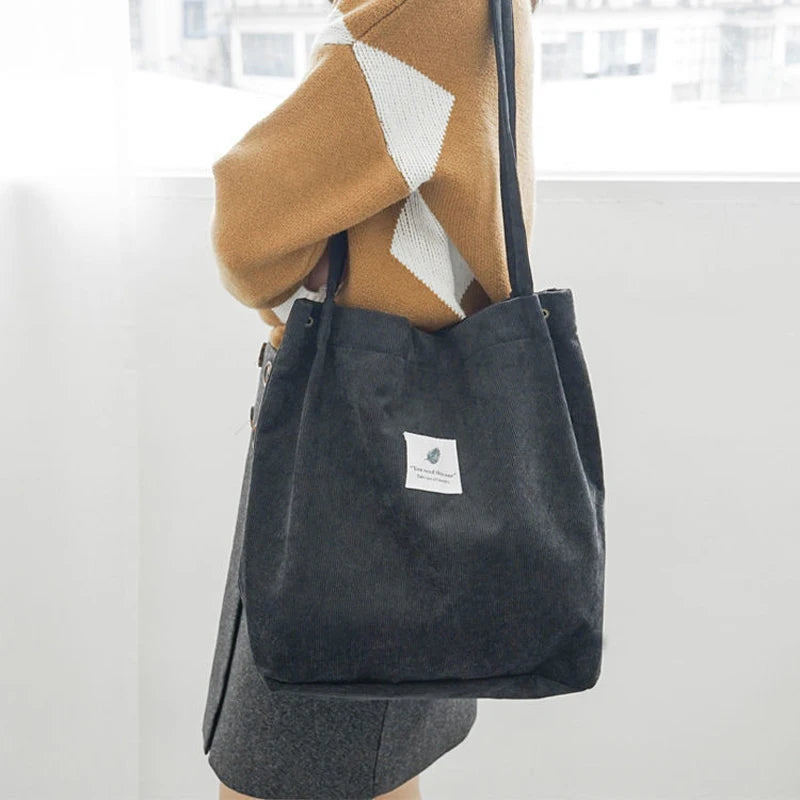 Corduroy tote bag for daily use