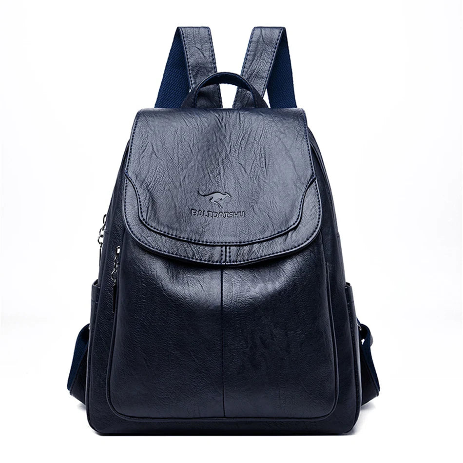 Casual leather knapsack