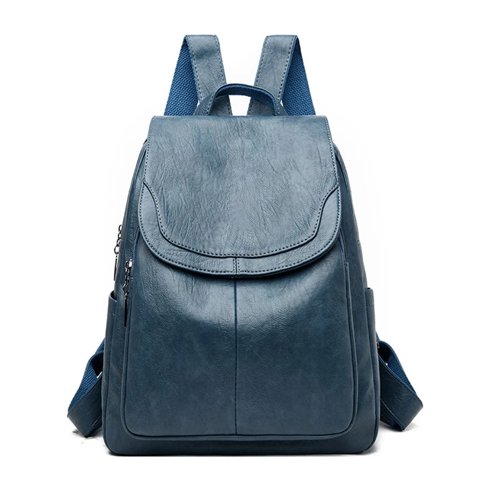 Casual leather knapsack