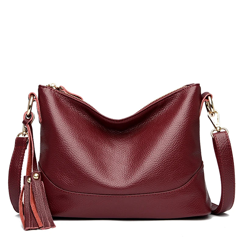Leather shoulder handbag