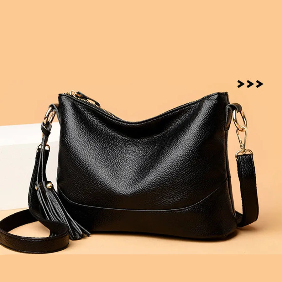 Leather shoulder handbag
