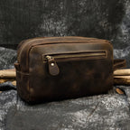 Leather grooming travel bag
