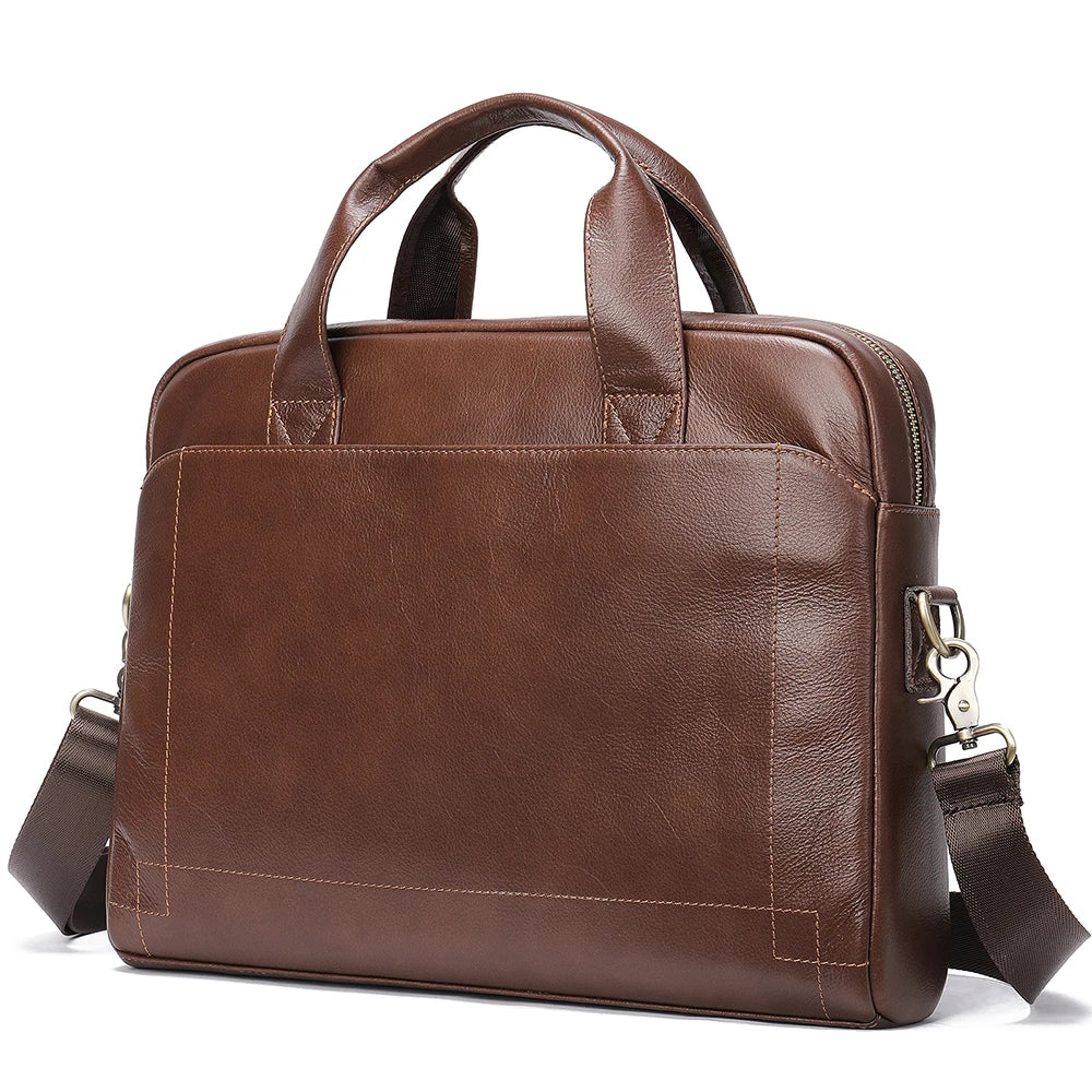 Modern leather briefcase with handle