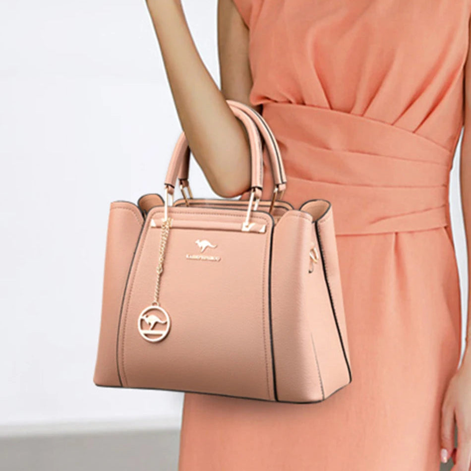Structured leather shoulder bag