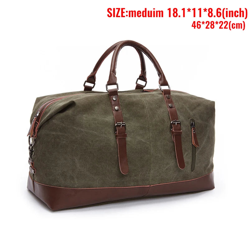 Leather men travel weekender bag