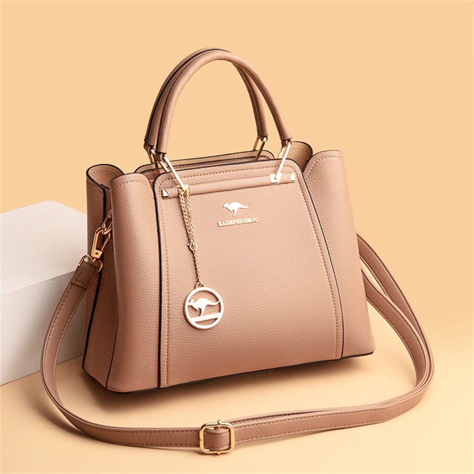 Structured leather shoulder bag