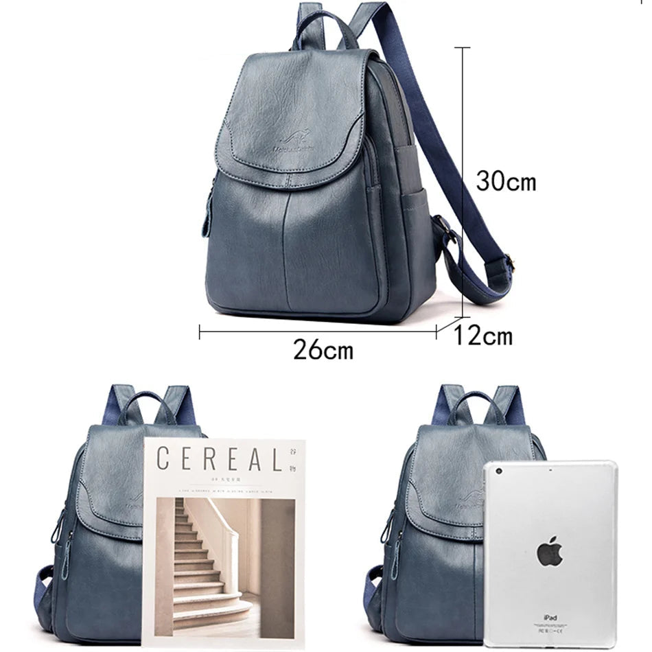 Casual leather knapsack