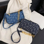 Cute mini denim clutch with chain