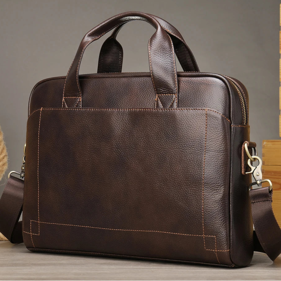 Modern leather briefcase with handle