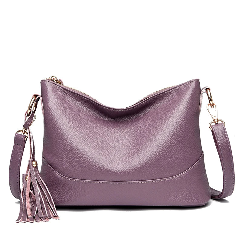 Leather shoulder handbag