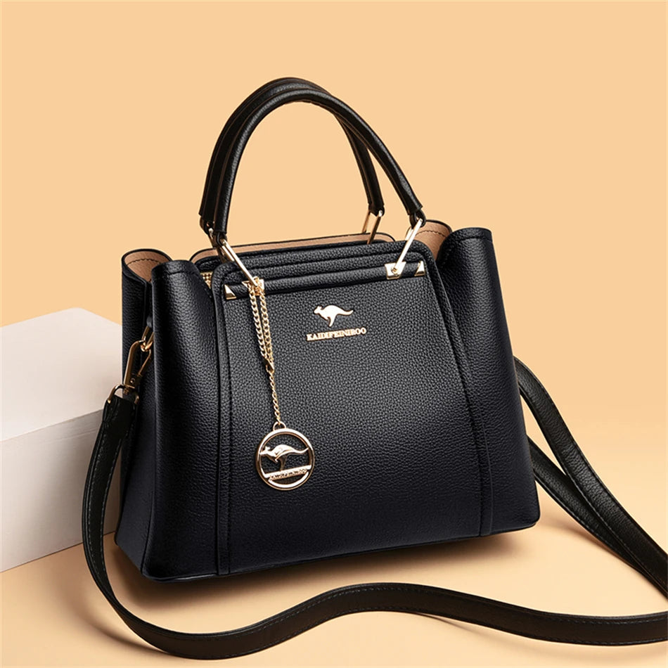 Structured leather shoulder bag