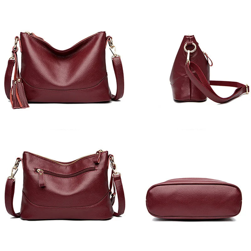 Leather shoulder handbag