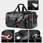 Vintage leather weekender duffle bag