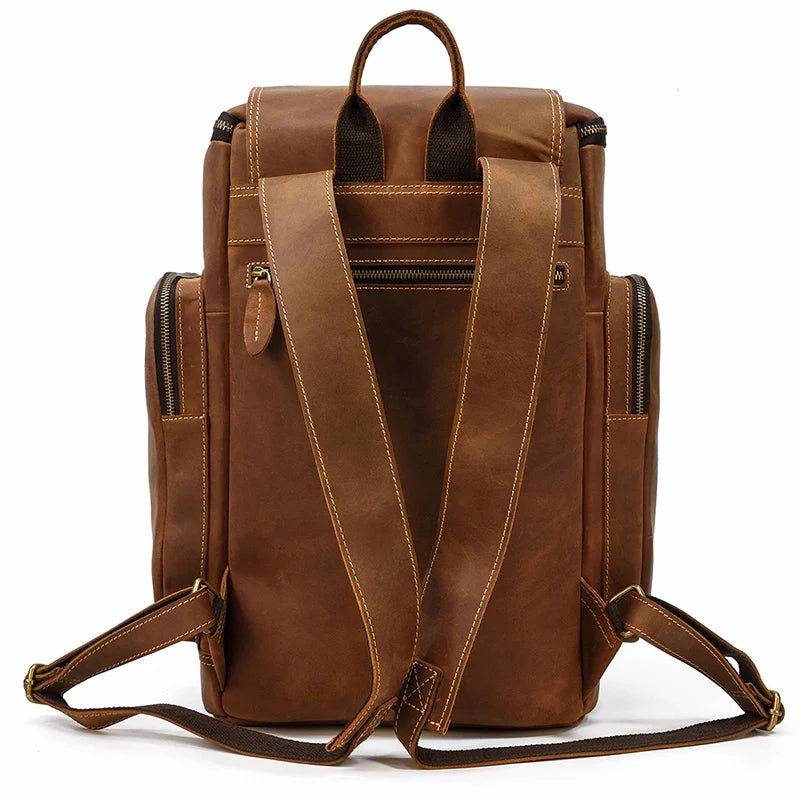 Rustic leather rucksack backpack
