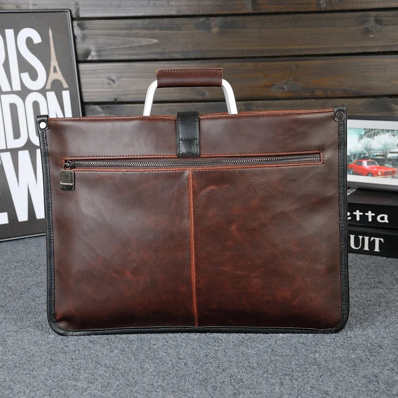 Large capacity leather messenger office bag