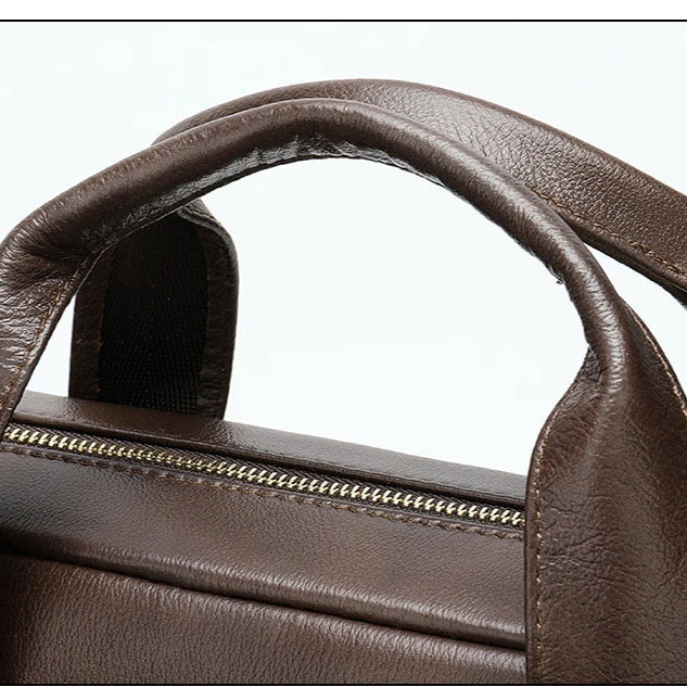 Modern leather briefcase with handle