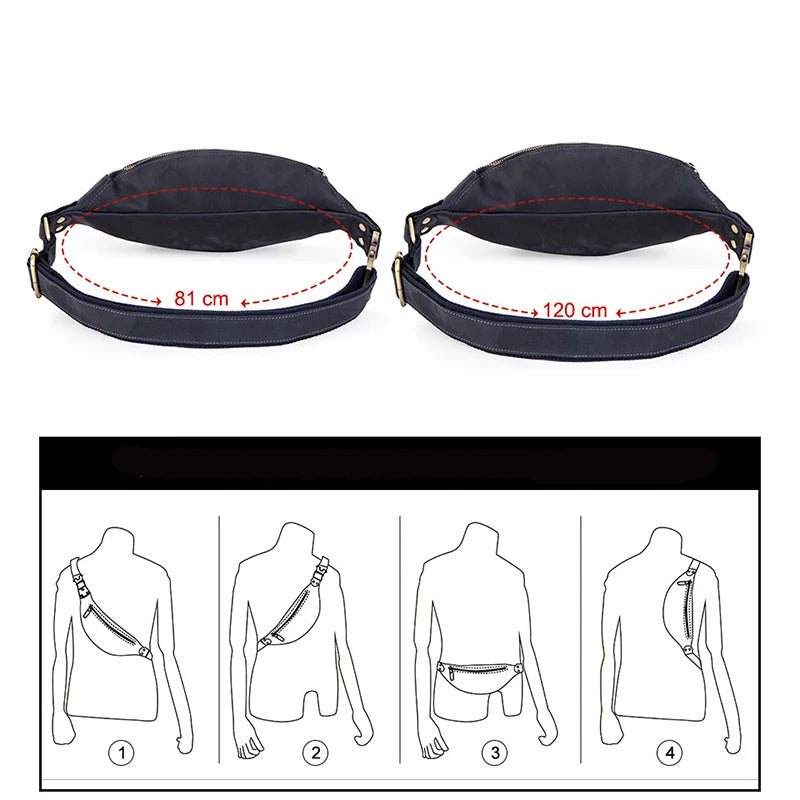 Versatile leather waist sling bag