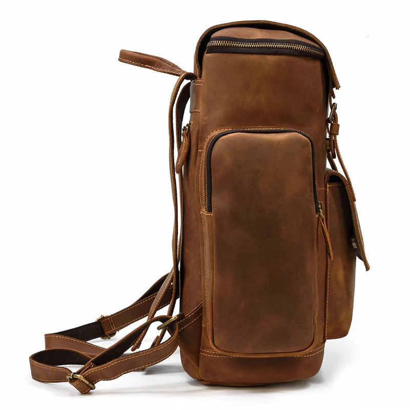 Rustic leather rucksack backpack