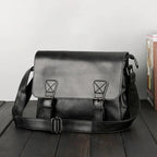 Slim leather messenger satchel