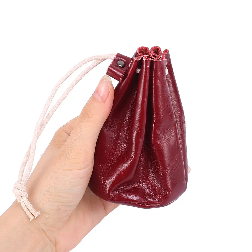 Small leather drawstring pouch
