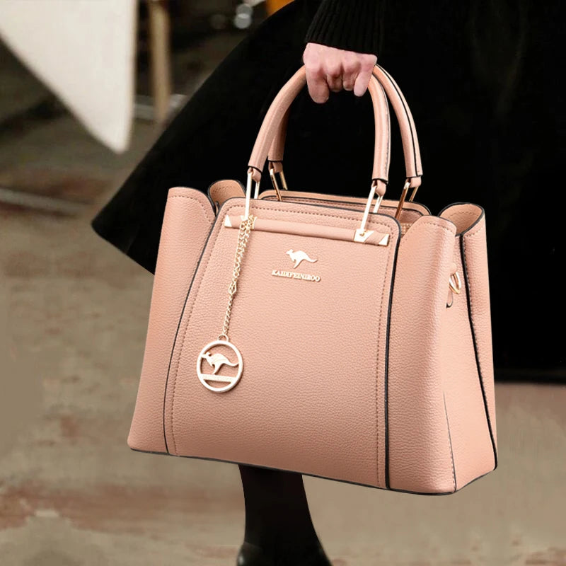 Structured leather shoulder bag