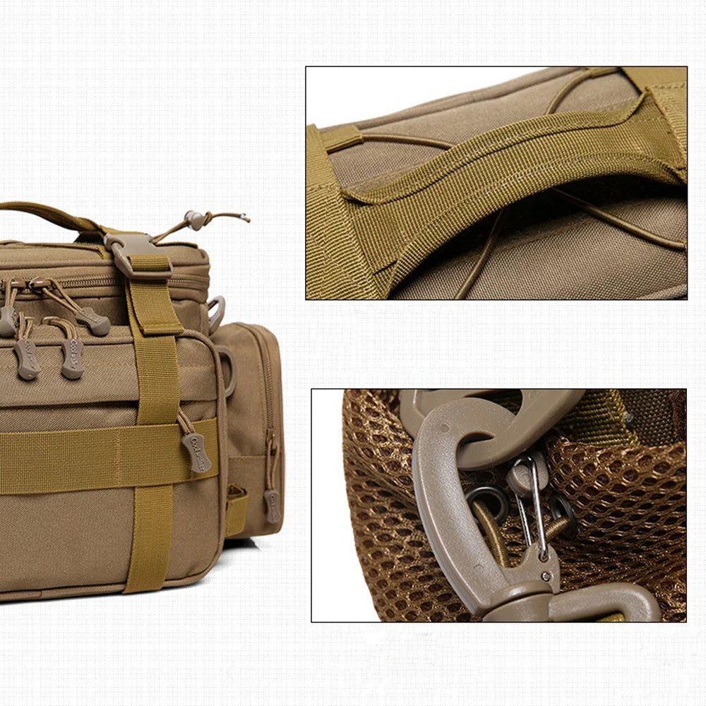 Black tactical fishing tackle bag