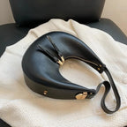 Crescent-shaped leather hobo bag