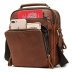 Compact leather crossbody satchel