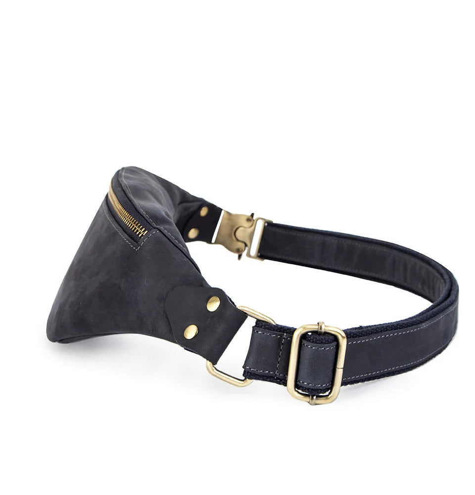 Versatile leather waist sling bag