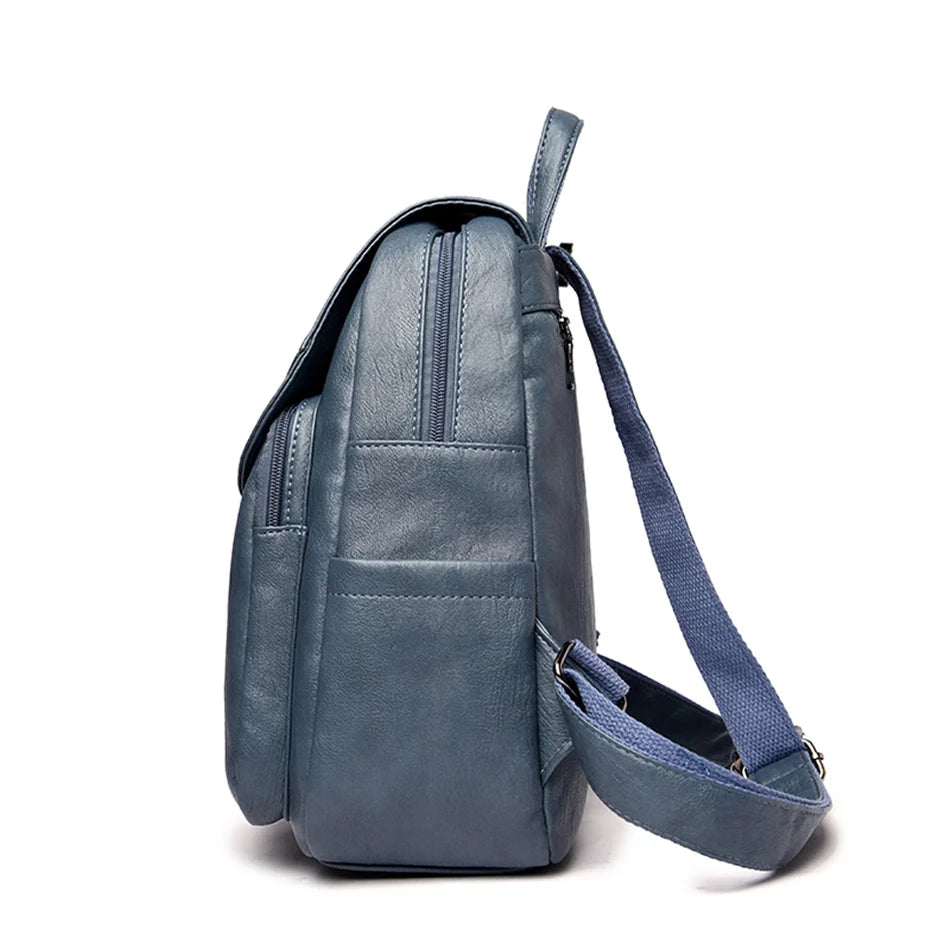 Casual leather knapsack