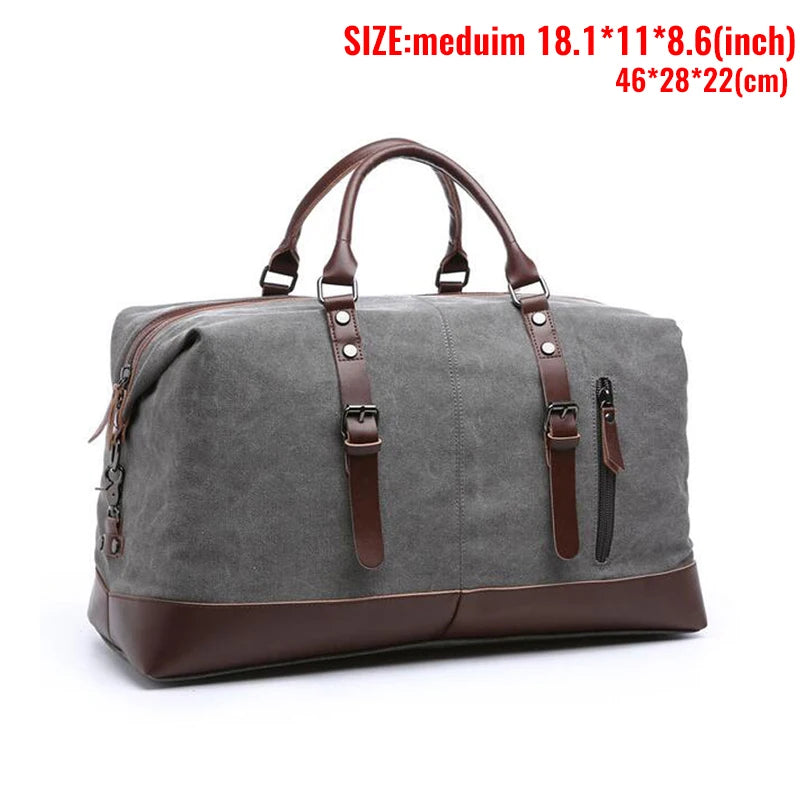 Leather men travel weekender bag