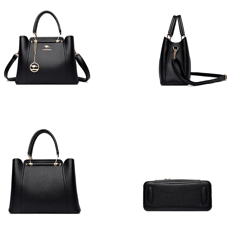 Structured leather shoulder bag