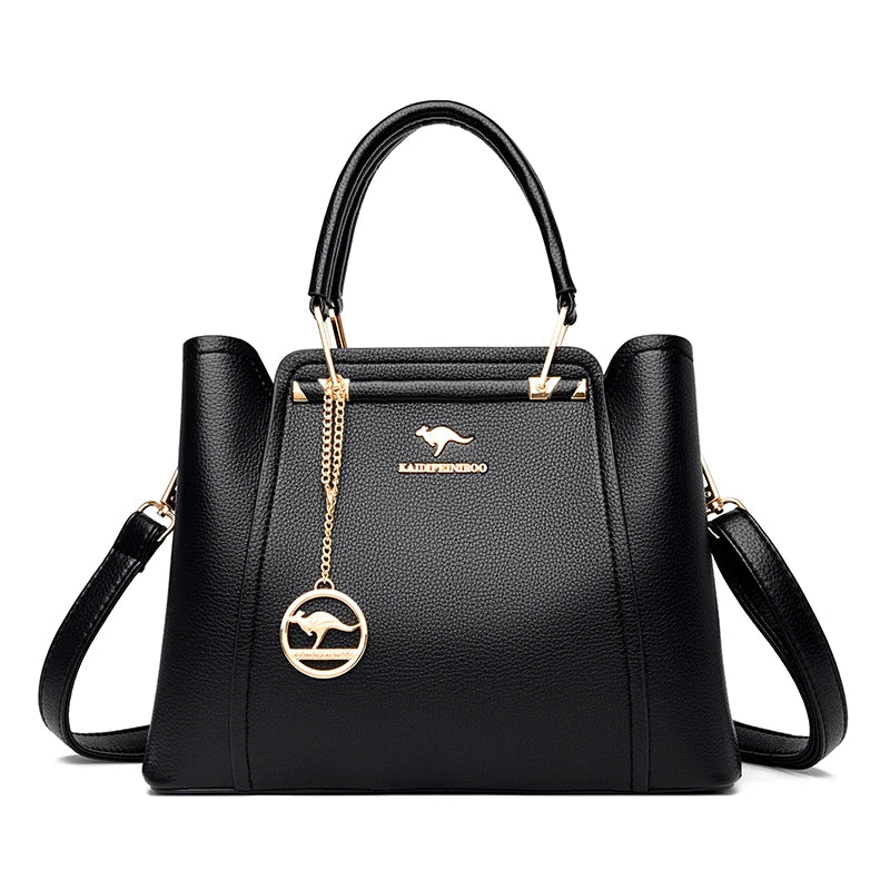 Structured leather shoulder bag