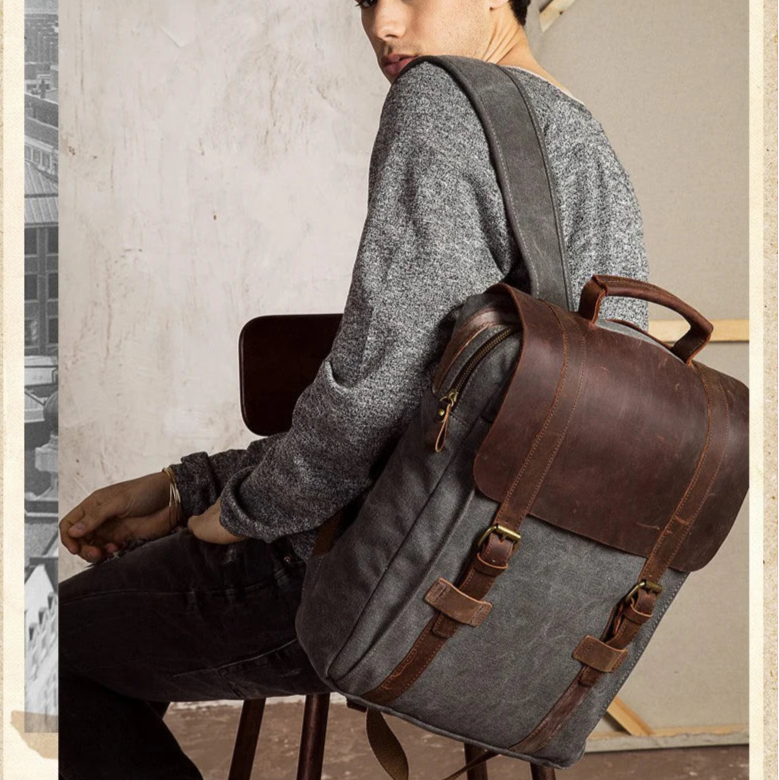 Classic leather satchel bag for men