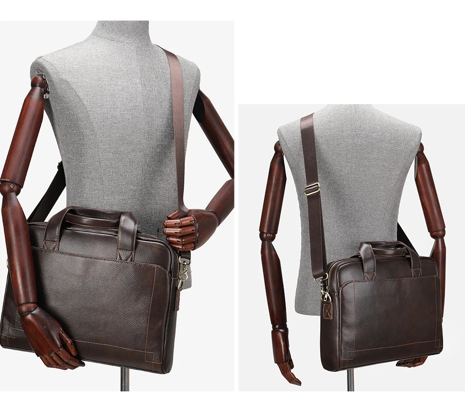Modern leather briefcase with handle