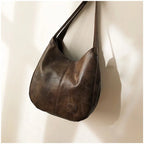 Coffee leather hobo bag