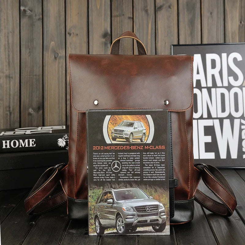 Retro men's  leather backpack