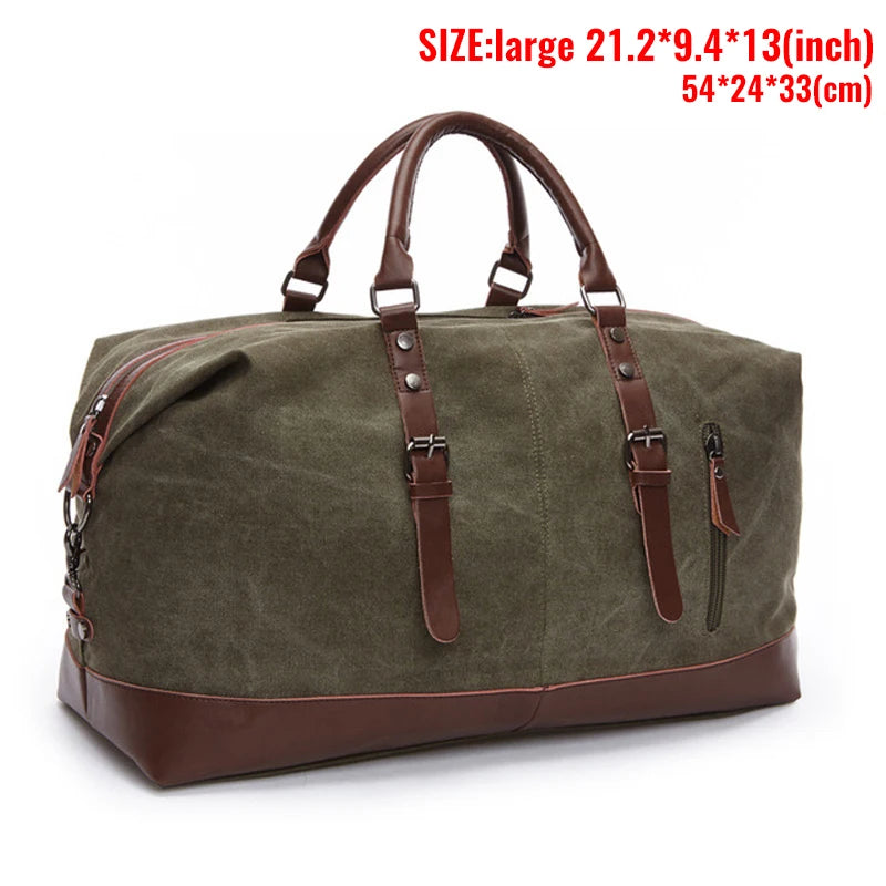 Leather men travel weekender bag
