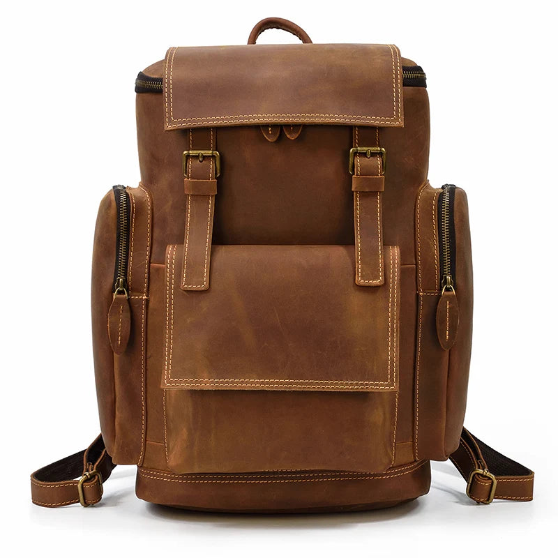 Rustic leather rucksack backpack