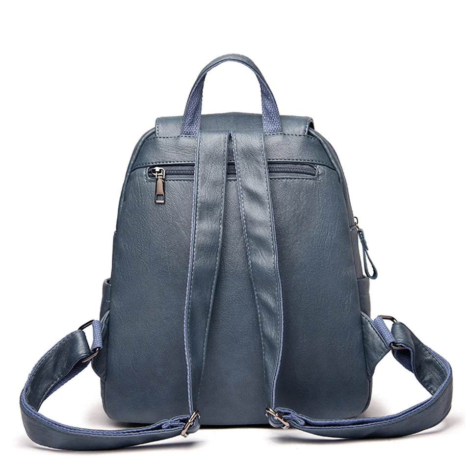 Casual leather knapsack